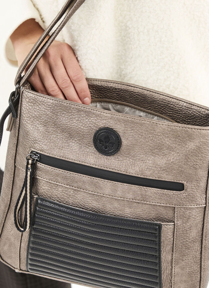 Rieker, Tasche, Damen, mit Magnetverschluss-Vorfach BRONZE-SCHWARZ